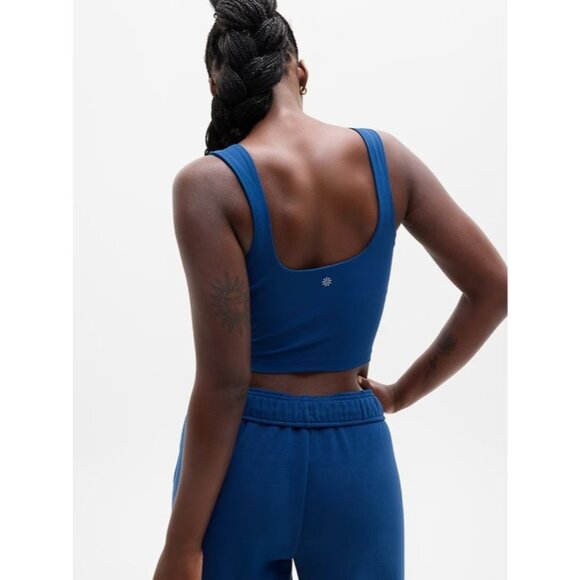 Athleta M Transcend Square Neck Crop Sports Bra Medium D-DD Maritime Blue - Picture 2 of 6